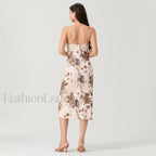 Ruched Square Neck Midi Dress