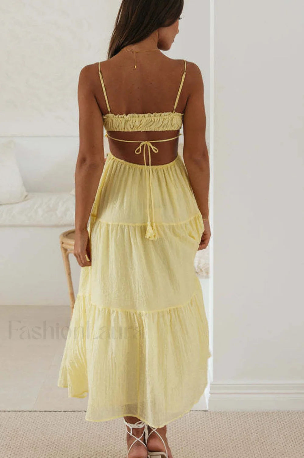 Ruched Tie Up Stylish Strappy Maxi Dress