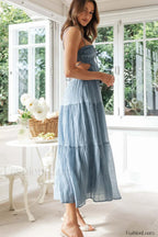 Ruched Tie Up Stylish Strappy Maxi Dress