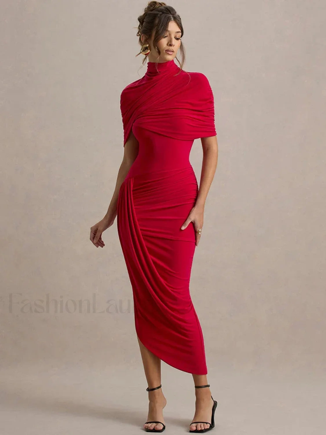 Ruched Turtleneck Midi Dress Secondary image