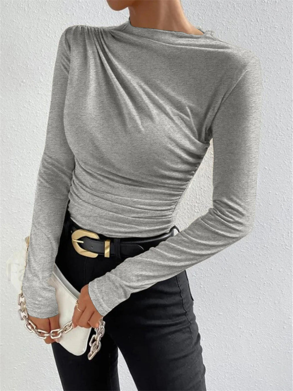 Ruching Long Sleeve Shirt T Shirts