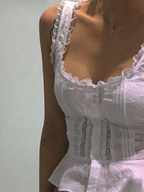 Ruffle Broderie Lace Tank Top Tops&Tees