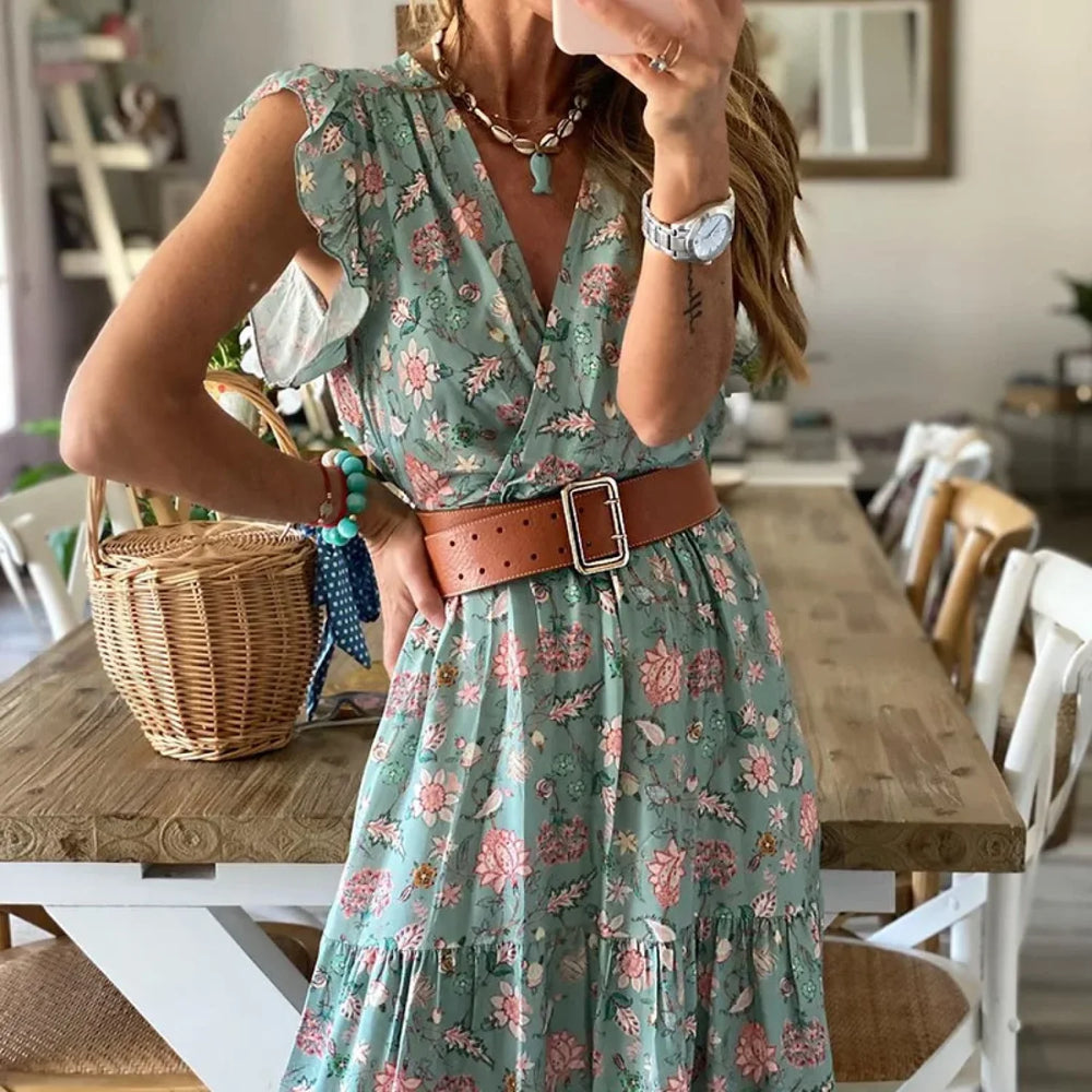 Ruffle Empire Waist Boho Dress