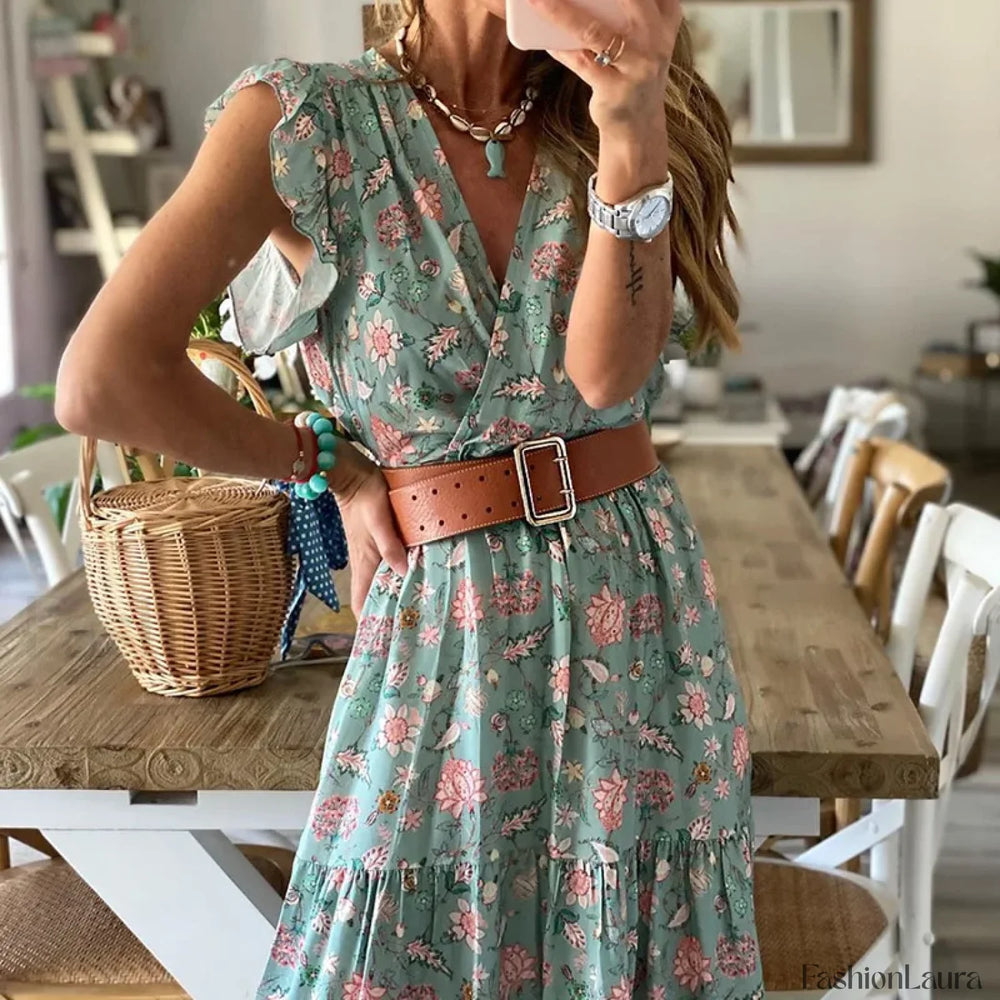 Ruffle Empire Waist Boho Dress