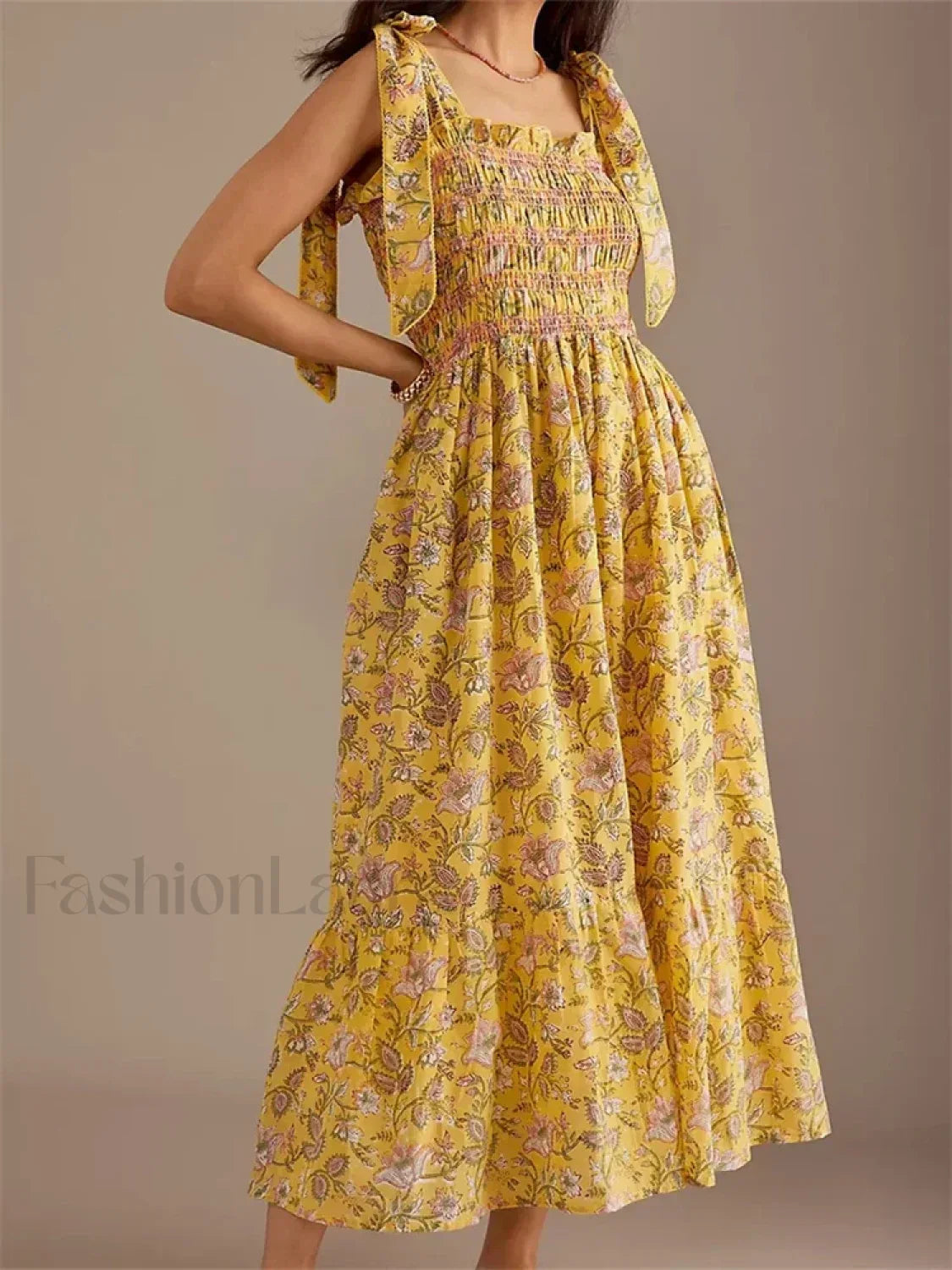 Ruffle Floral High Waist Maxi Dress Secondary image