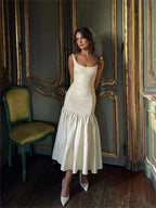 Ruffle Long Cami Sundress Apricot / XS Dresses