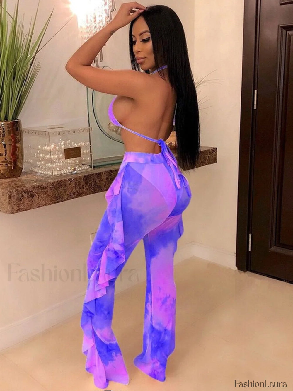 Ruffle Mesh Pants Pants