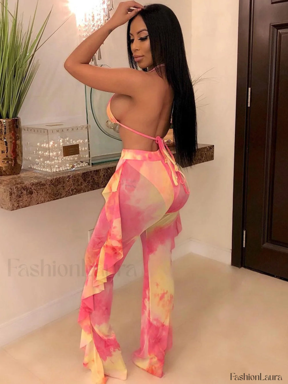 Ruffle Mesh Pants Pants