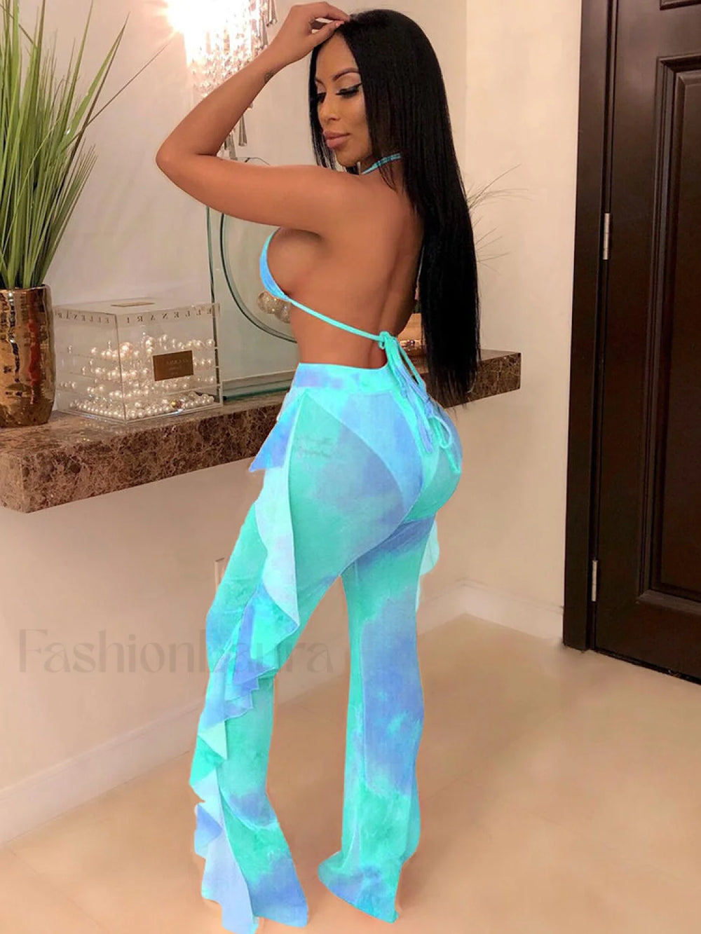 Ruffle Mesh Pants Pants