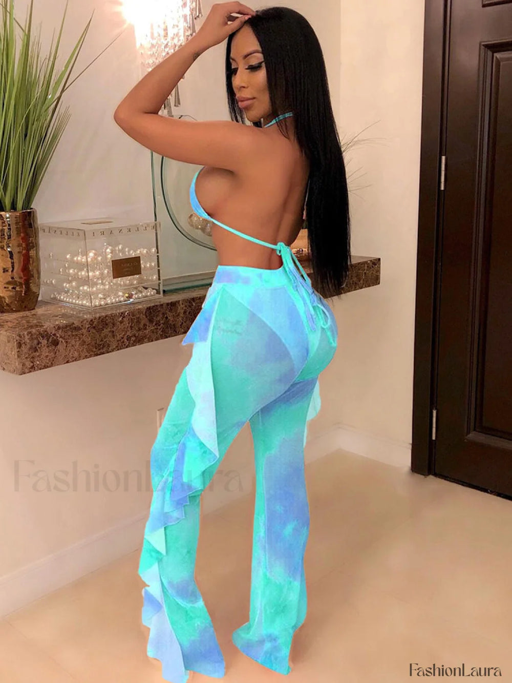 Ruffle Mesh Pants Pants