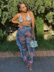 Ruffle Mesh Pants Floral / L Pants