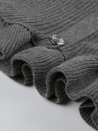 Ruffle Patchwork Buttoned Knit Top Sweaters