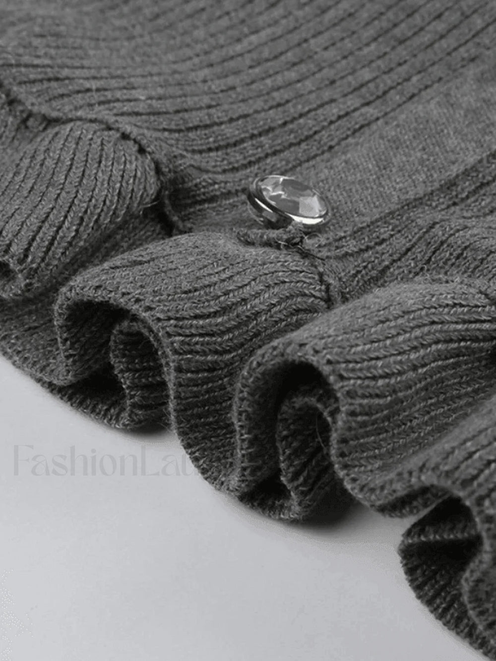 Ruffle Patchwork Buttoned Knit Top Sweaters