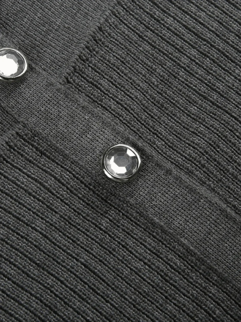 Ruffle Patchwork Buttoned Knit Top Sweaters