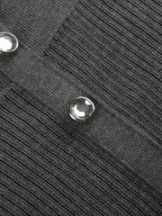 Ruffle Patchwork Buttoned Knit Top Sweaters