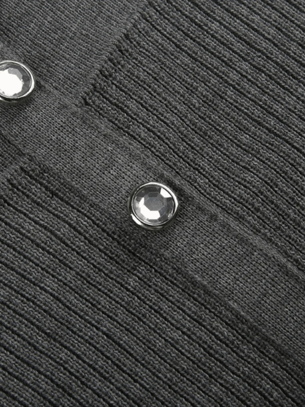 Ruffle Patchwork Buttoned Knit Top Sweaters