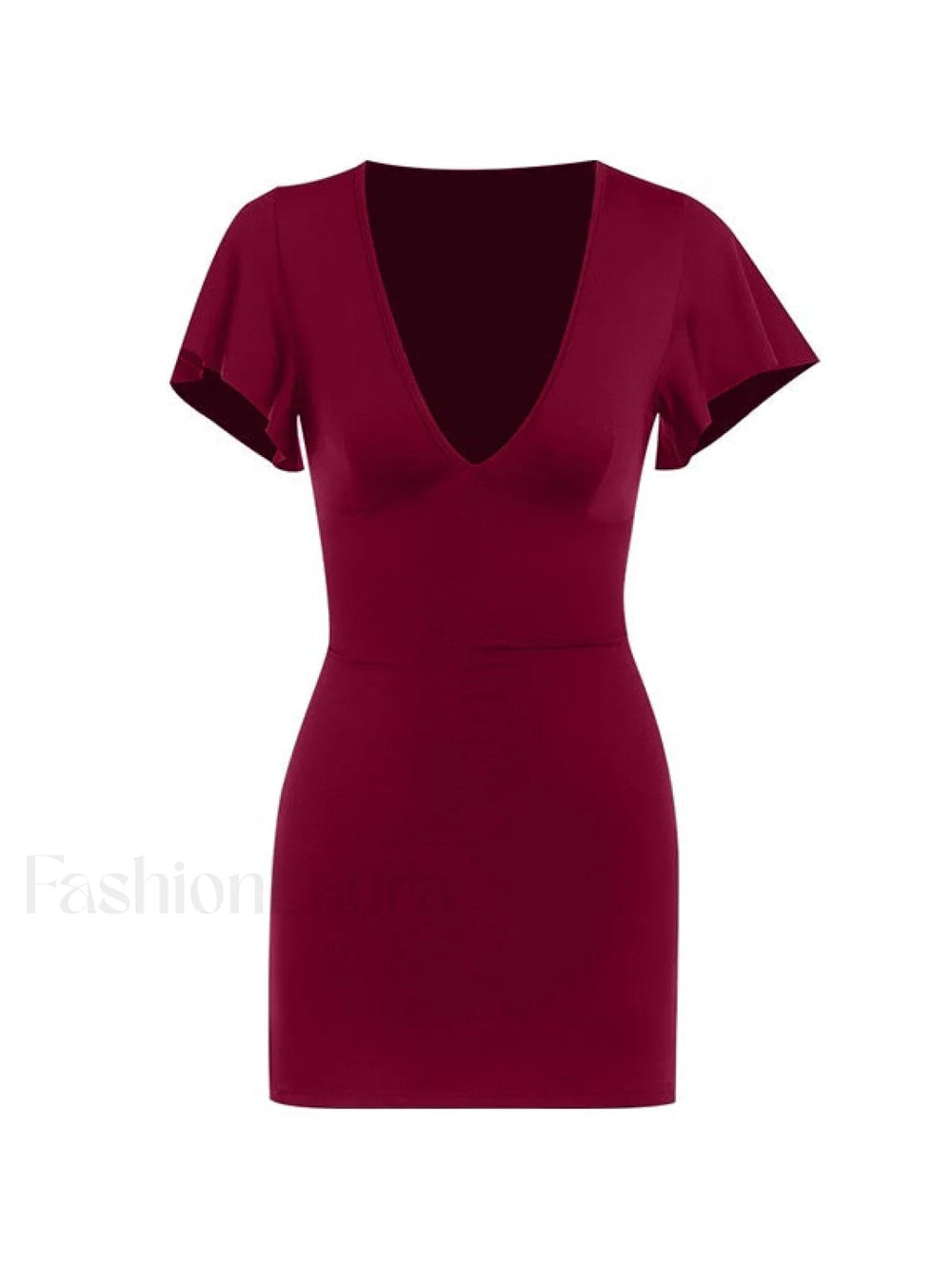 Ruffle Sleeve Bodycon Mini Dress Mini Dresses