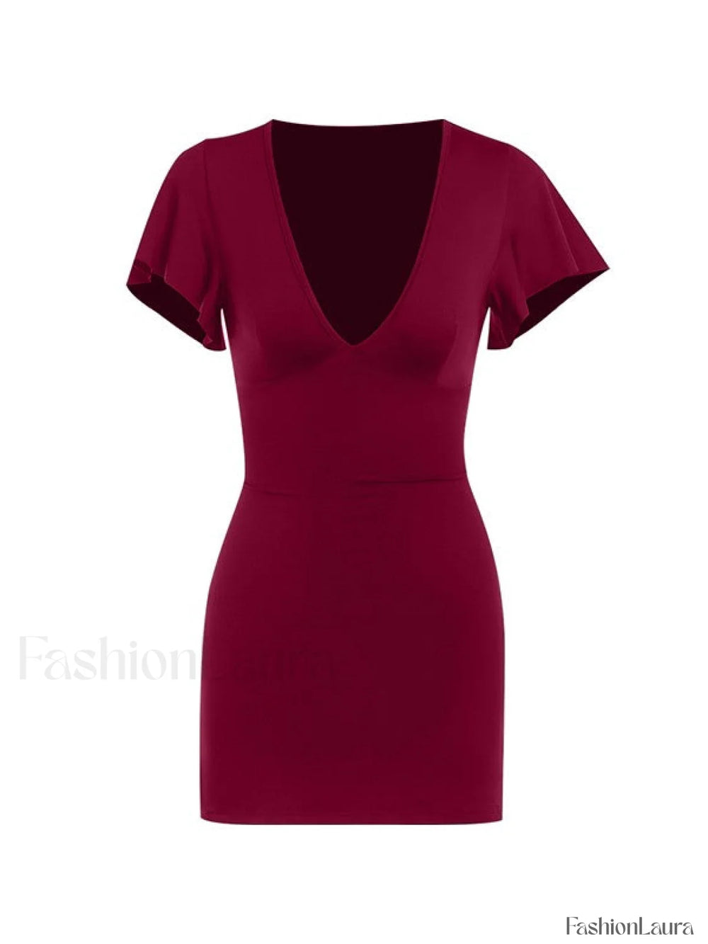 Ruffle Sleeve Bodycon Mini Dress Mini Dresses