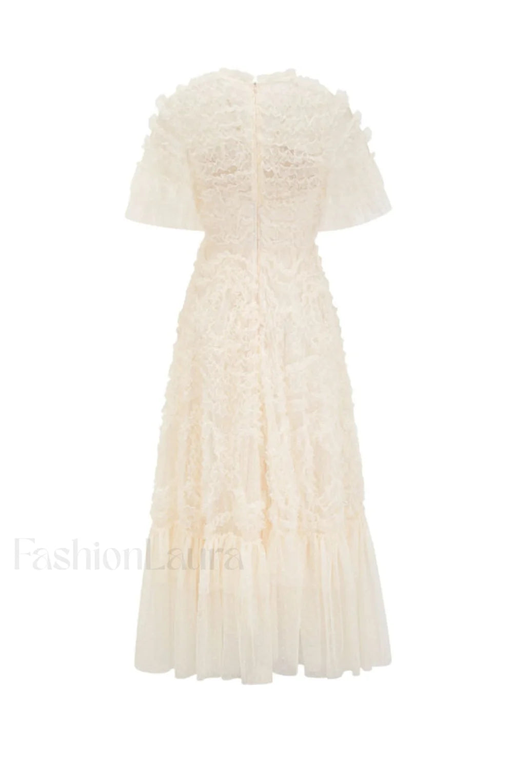 Ruffle Tiered Spotted Charming Tulle Maxi Dress