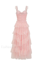Ruffle V Neck Charming Tiered Tulle Evening Dress