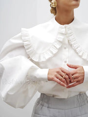 Ruffled Collar Long Sleeve Shirt Shirts