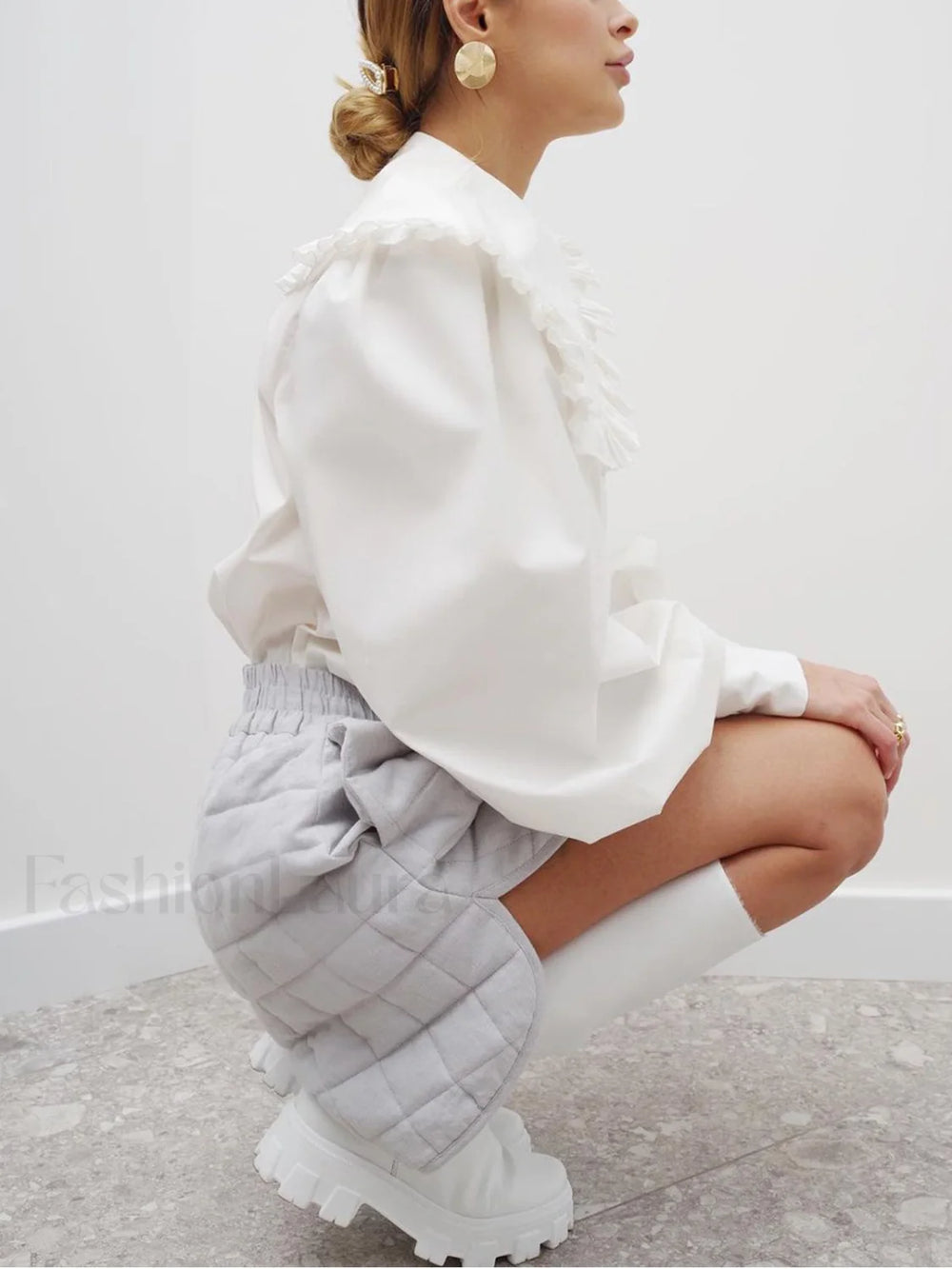 Ruffled Collar Long Sleeve Shirt Shirts