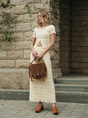 Ruffled Crop Top Skirt Set Skirt Sets