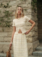 Ruffled Crop Top Skirt Set Skirt Sets