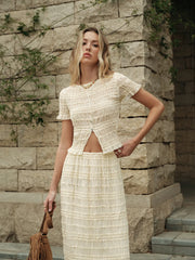 Ruffled Crop Top Skirt Set Skirt Sets