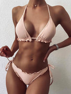 Ruffled Frilled Bikini Set beige / S