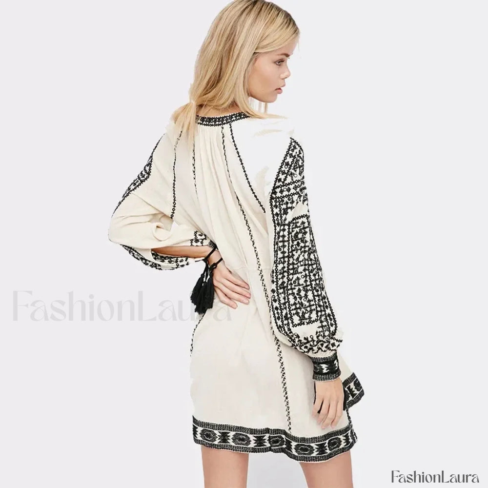 Ruffled Long Sleeve Boho Dress