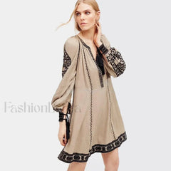 Ruffled Long Sleeve Boho Dress