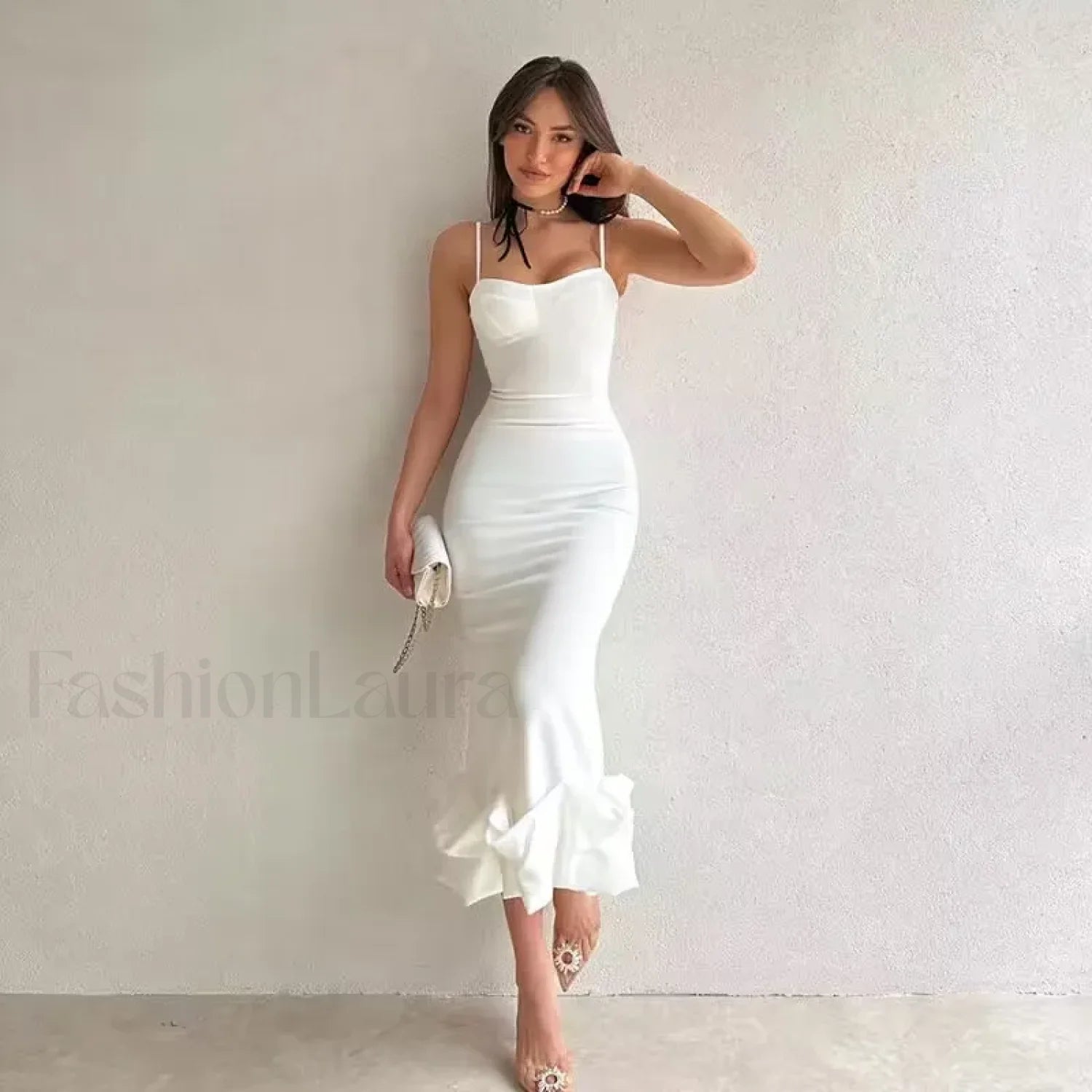 Ruffled Pencil Bodycon Midi Dress Main image