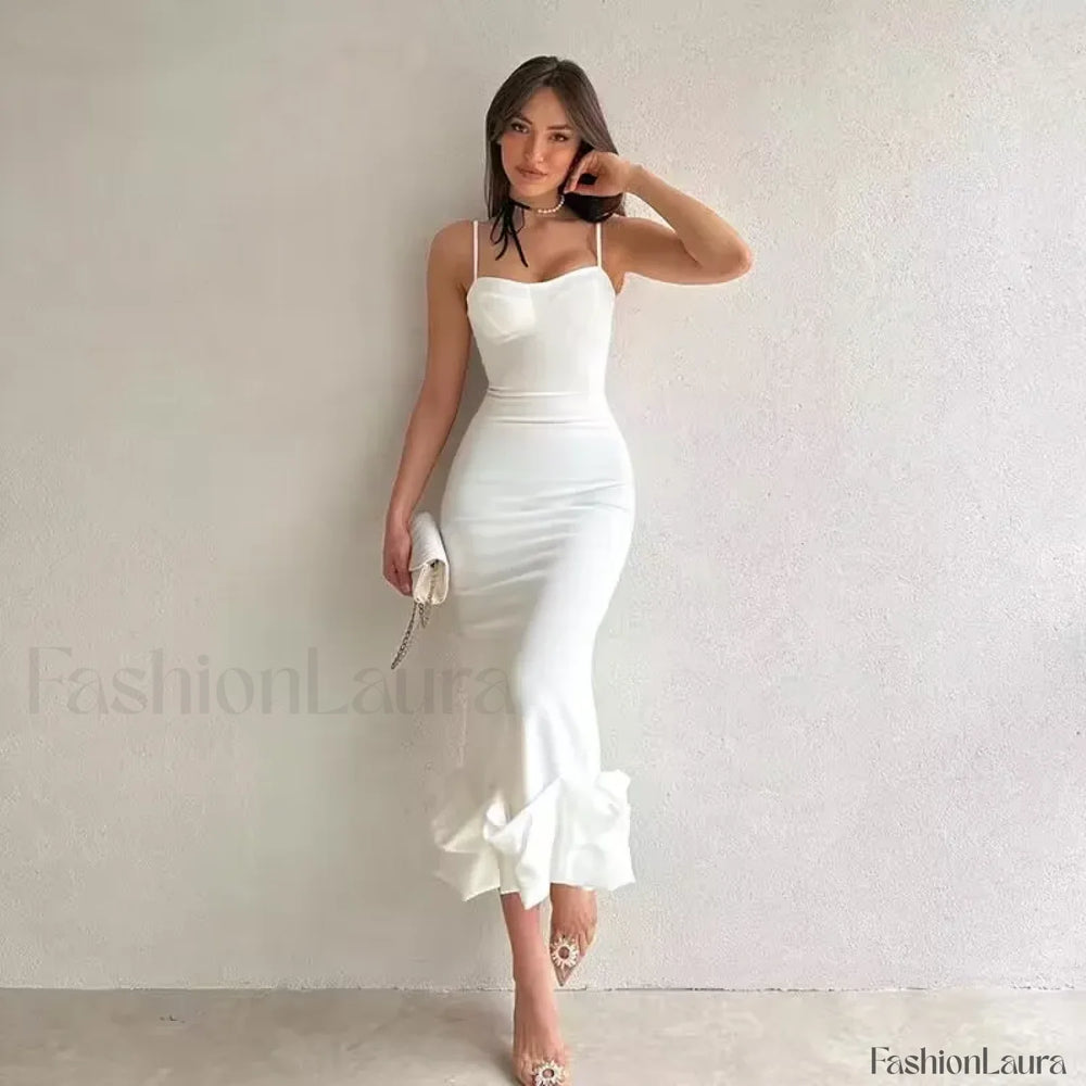 Ruffled Pencil Bodycon Midi Dress