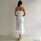 Ruffled Pencil Bodycon Midi Dress