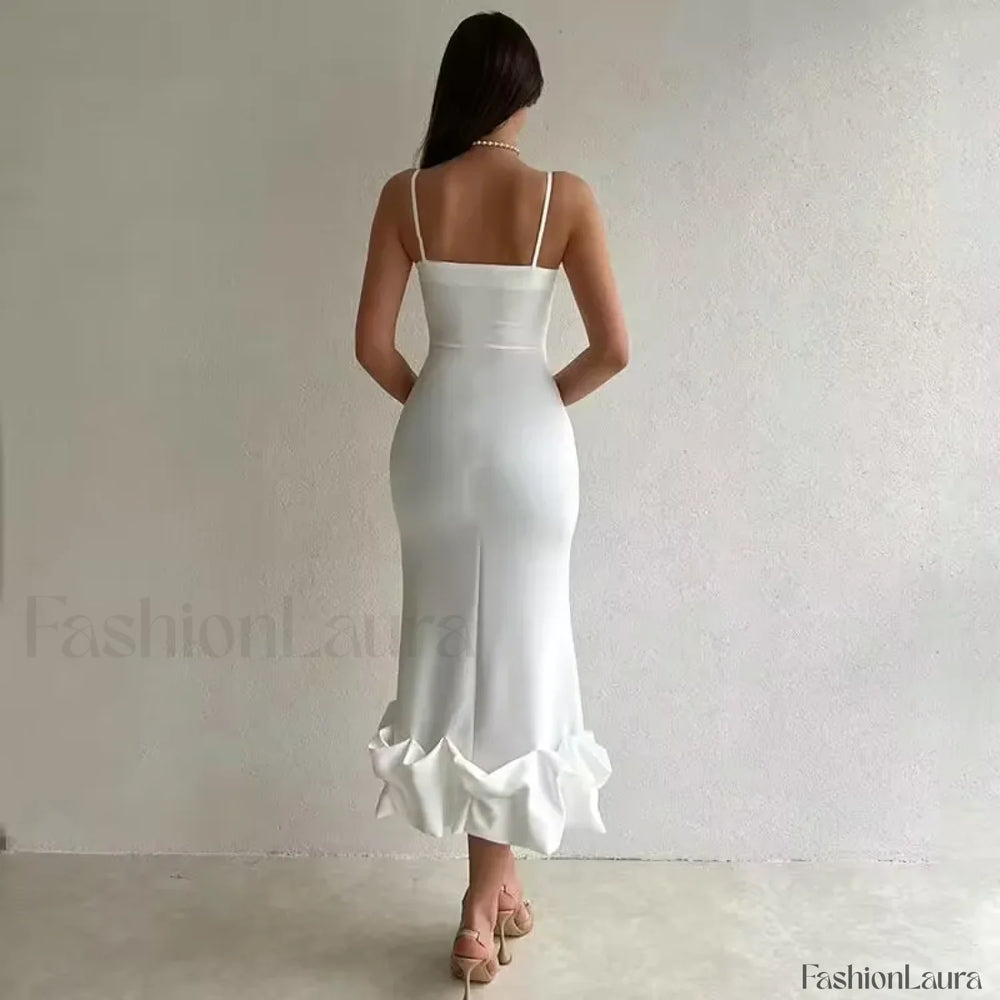 Ruffled Pencil Bodycon Midi Dress