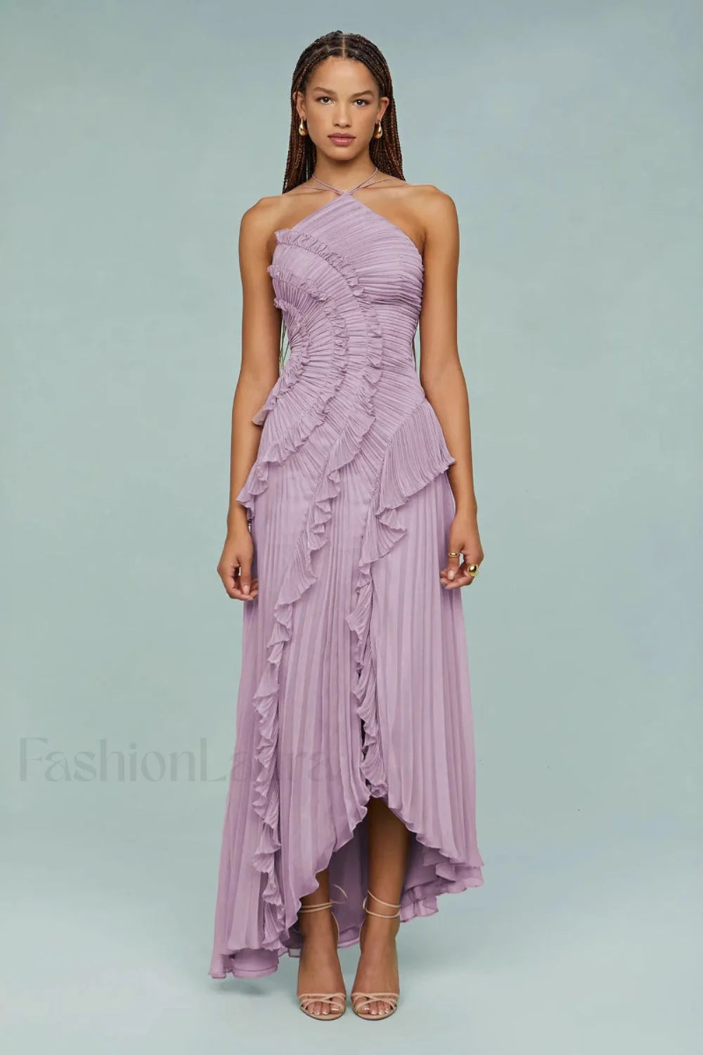 Ruffled Pleated Chiffon Maxi Dress Secondary image
