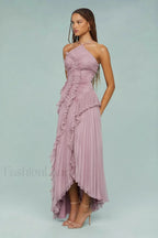 Ruffled Pleated Chiffon Maxi Dress