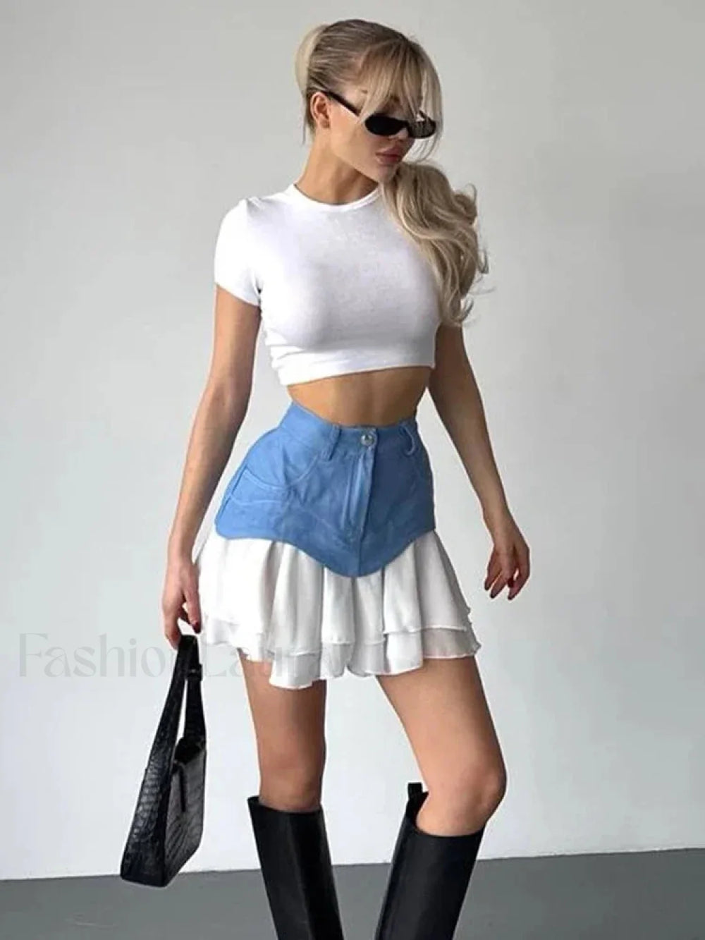 Ruffled Pocket High Waist Mini Skirt