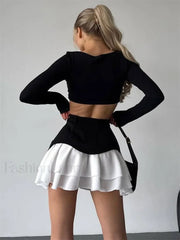 Ruffled Pocket High Waist Mini Skirt