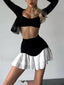 Ruffled Pocket High Waist Mini Skirt Black / S