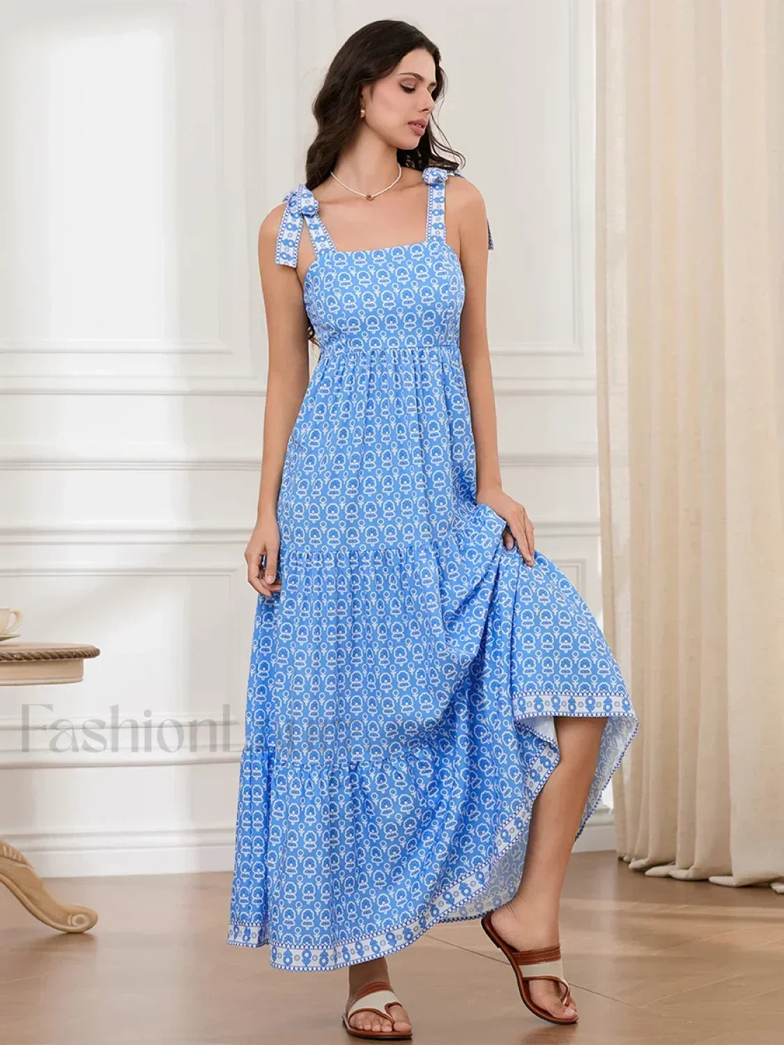 Ruffled Printed A-Line Maxi Dress Secondary image