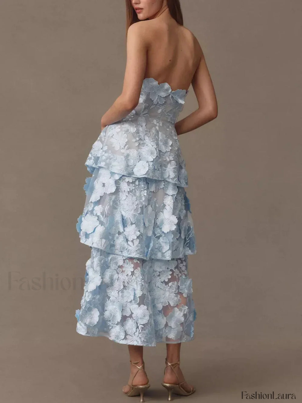 Ruffled Strapless Midi Dress
