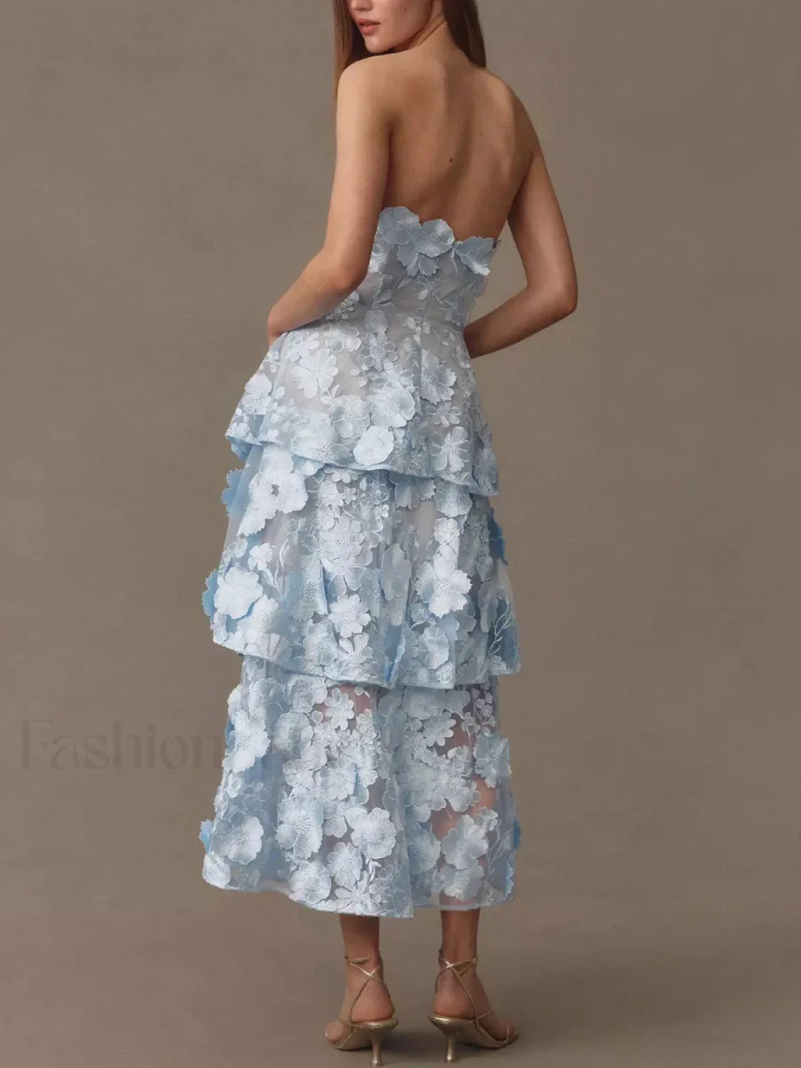 Ruffled Strapless Midi Dress Secondary image