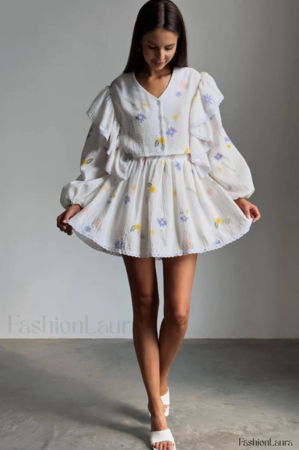 Ruffled Strawberry Stylish Print Skirt Set