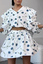 Ruffled Strawberry Stylish Print Skirt Set