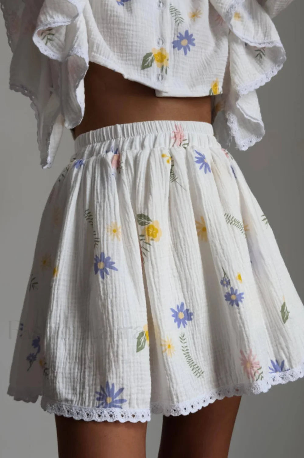 Ruffled Strawberry Stylish Print Skirt Set