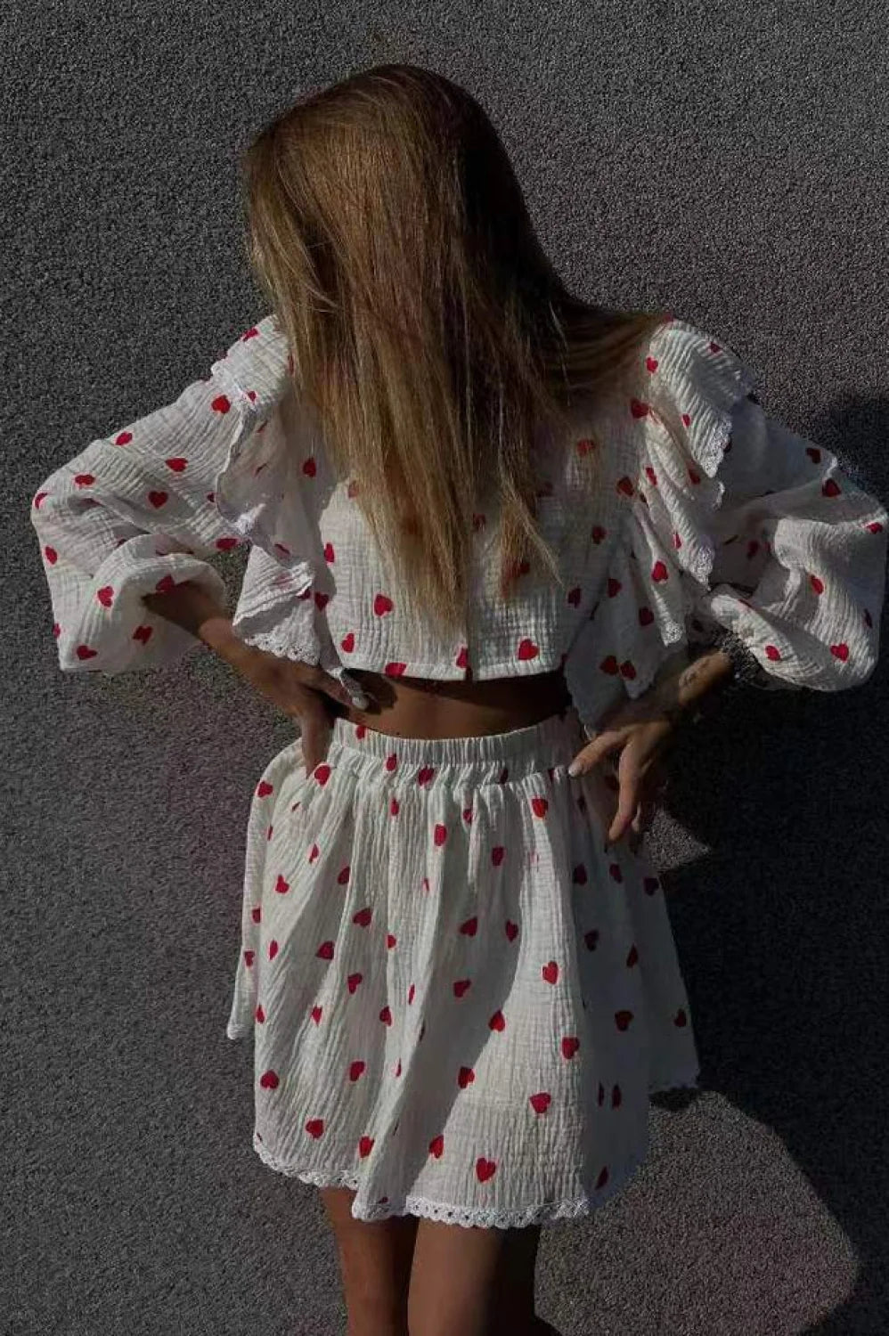 Ruffled Strawberry Stylish Print Skirt Set