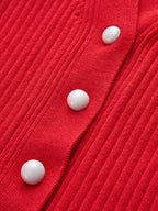 Ruffled Trim Pearl Button Long Sleeve Cardigan Cardigans