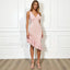Ruffled V Neck Midi Dress Pink / S